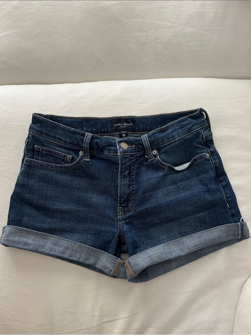 Lucky Brand Dark Indigo Roll-Cuff Denim Shorts